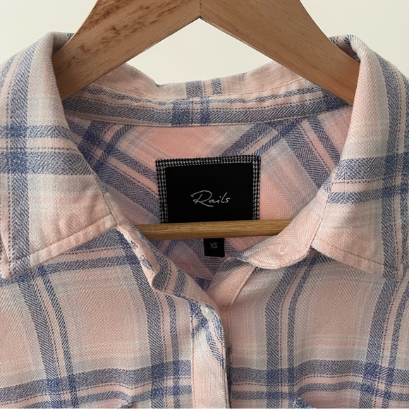 Rails Tops - Rails Women’s Pink and Blue Plaid Crop Button Down Shirt - Size XS